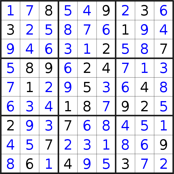 Sudoku solution for puzzle published on Thursday, 11th of May 2017
