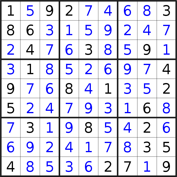 Sudoku solution for puzzle published on Thursday, 18th of May 2017