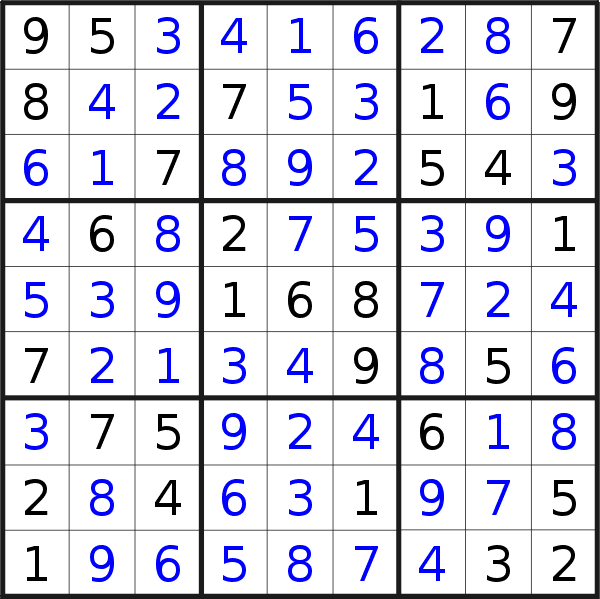 Sudoku solution for puzzle published on Friday, 19th of May 2017