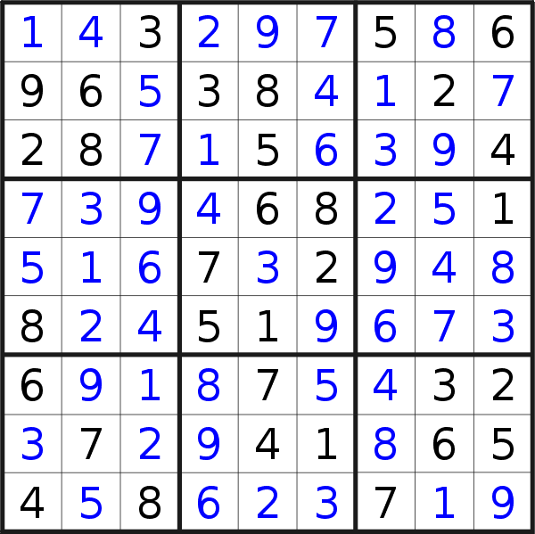 Sudoku solution for puzzle published on Sunday, 21st of May 2017