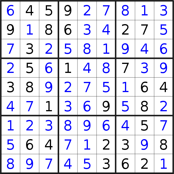 Sudoku solution for puzzle published on Friday, 26th of May 2017