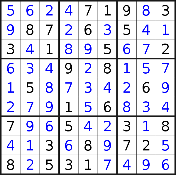 Sudoku solution for puzzle published on Sunday, 28th of May 2017