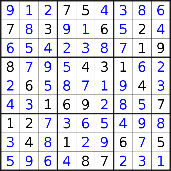 Sudoku solution for puzzle published on Tuesday, 30th of May 2017