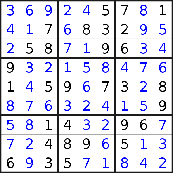 Sudoku solution for puzzle published on Wednesday, 31st of May 2017