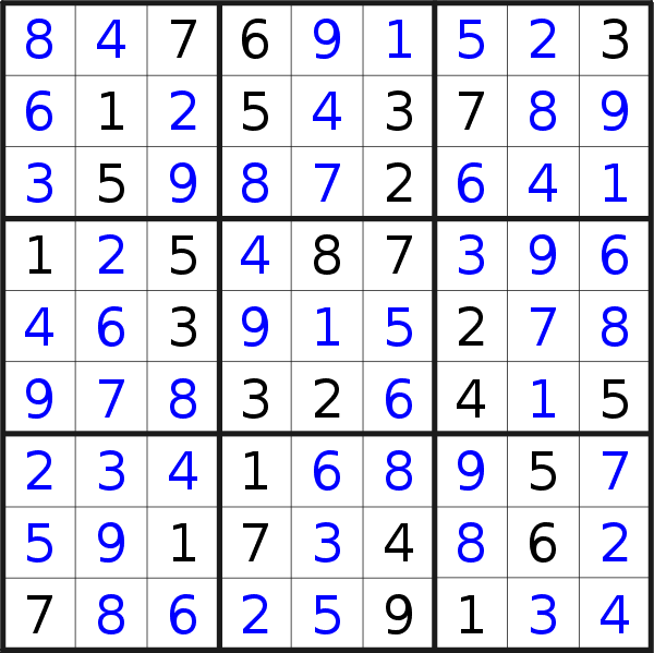 Sudoku solution for puzzle published on Thursday, 1st of June 2017