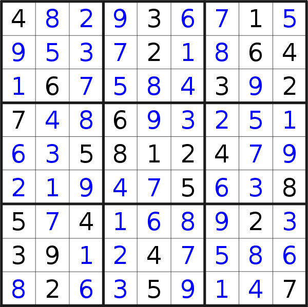 Sudoku solution for puzzle published on Saturday, 3rd of June 2017