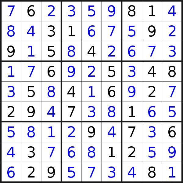 Sudoku solution for puzzle published on Sunday, 4th of June 2017