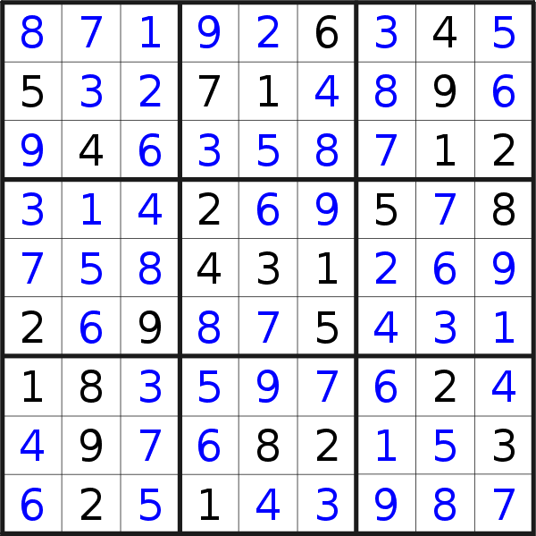 Sudoku solution for puzzle published on Monday, 5th of June 2017