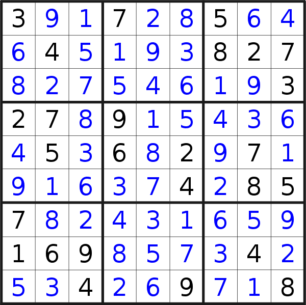 Sudoku solution for puzzle published on Thursday, 8th of June 2017