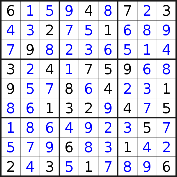 Sudoku solution for puzzle published on Sunday, 11th of June 2017