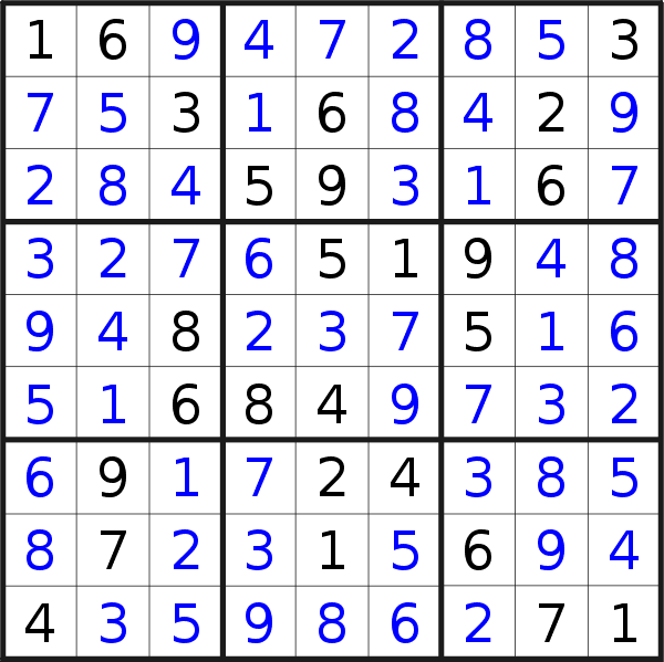 Sudoku solution for puzzle published on Monday, 12th of June 2017