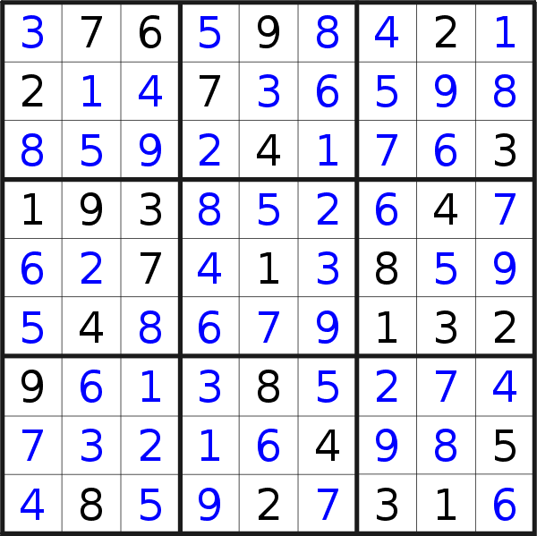 Sudoku solution for puzzle published on Wednesday, 14th of June 2017