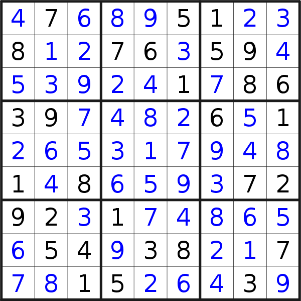 Sudoku solution for puzzle published on Thursday, 15th of June 2017