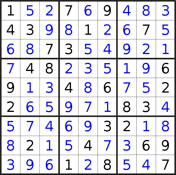 Sudoku solution for puzzle published on Friday, 16th of June 2017