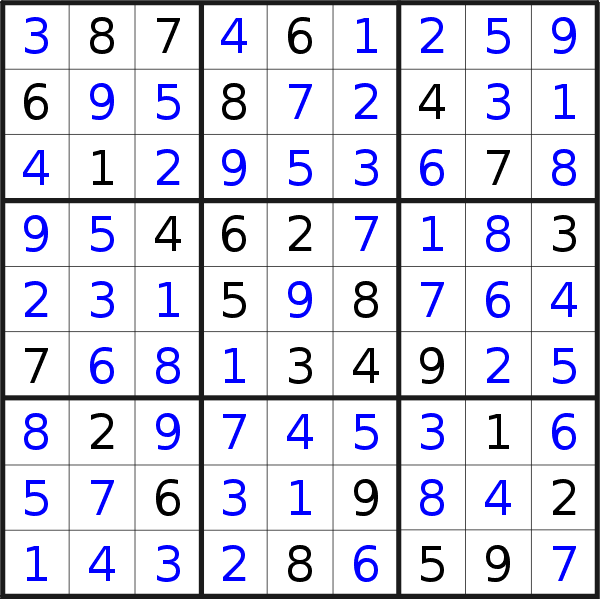 Sudoku solution for puzzle published on Saturday, 17th of June 2017