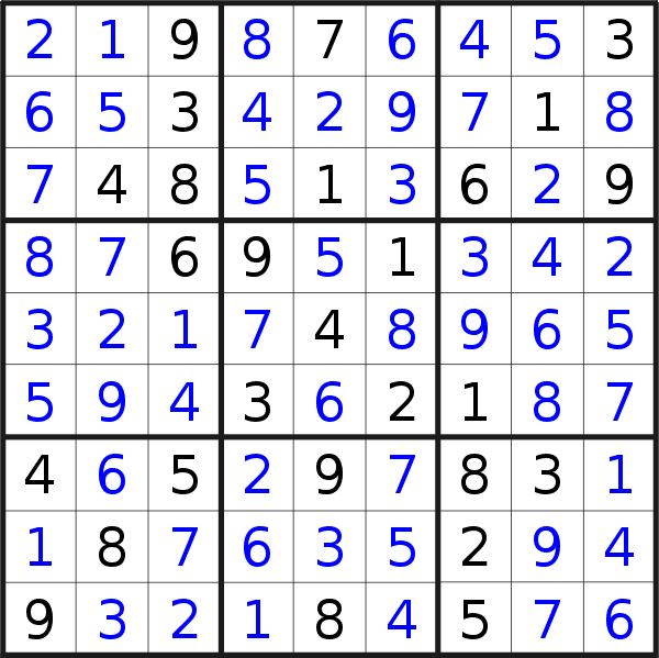 Sudoku solution for puzzle published on Sunday, 18th of June 2017