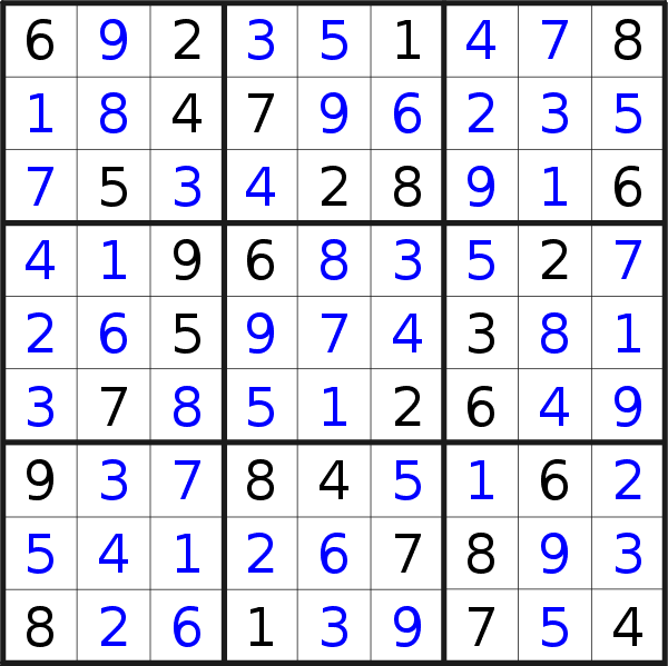 Sudoku solution for puzzle published on Monday, 19th of June 2017