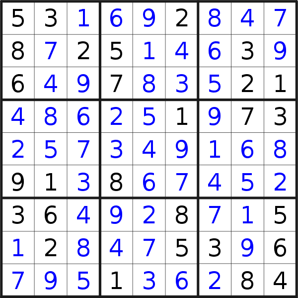 Sudoku solution for puzzle published on Saturday, 24th of June 2017
