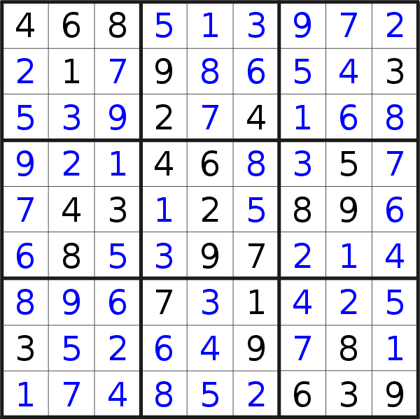 Sudoku solution for puzzle published on Sunday, 25th of June 2017