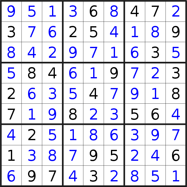 Sudoku solution for puzzle published on Wednesday, 28th of June 2017