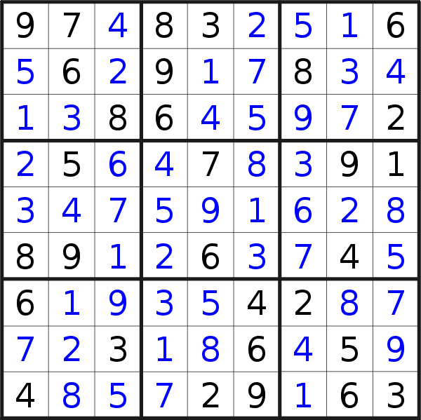 Sudoku solution for puzzle published on Thursday, 29th of June 2017