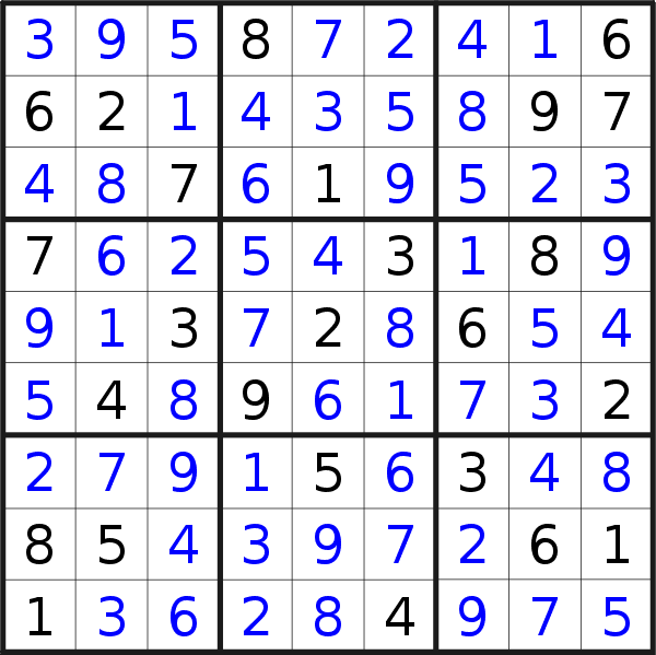 Sudoku solution for puzzle published on Sunday, 2nd of July 2017