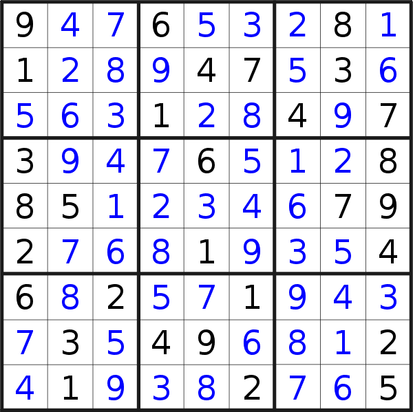 Sudoku solution for puzzle published on Tuesday, 4th of July 2017