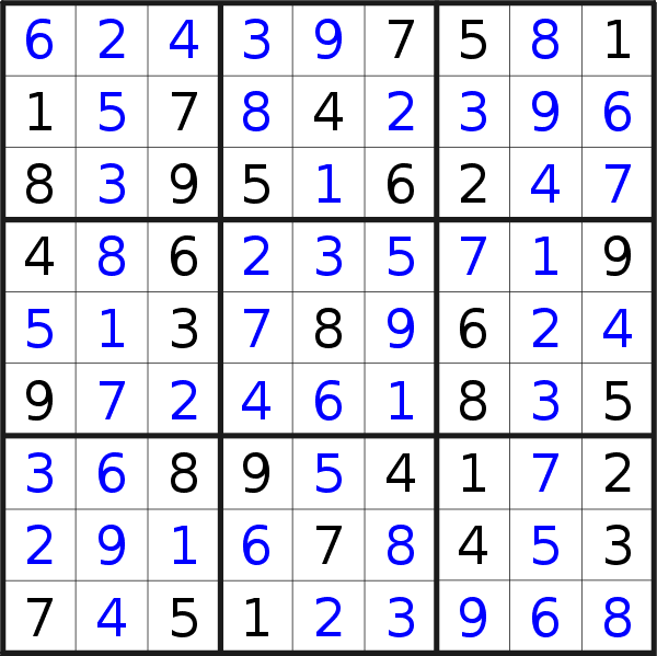 Sudoku solution for puzzle published on Thursday, 6th of July 2017
