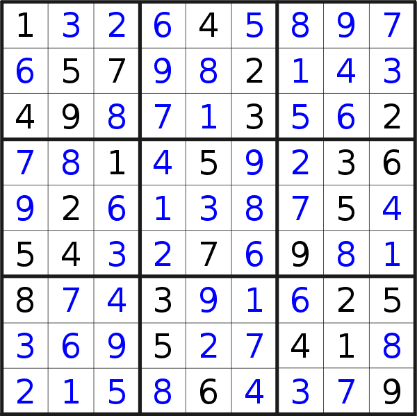 Sudoku solution for puzzle published on Friday, 7th of July 2017