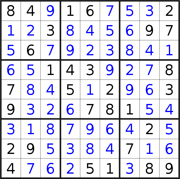 Sudoku solution for puzzle published on Tuesday, 11th of July 2017