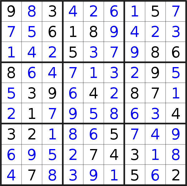 Sudoku solution for puzzle published on Wednesday, 12th of July 2017