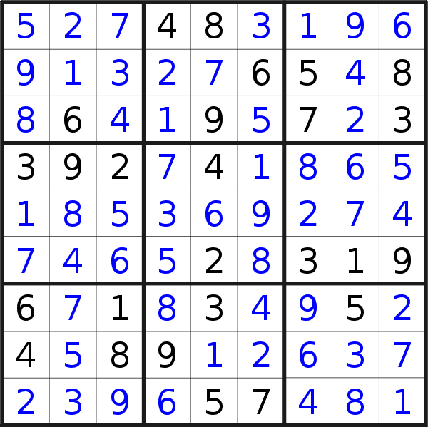 Sudoku solution for puzzle published on Saturday, 15th of July 2017