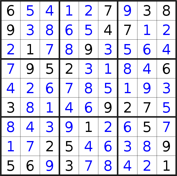 Sudoku solution for puzzle published on Monday, 17th of July 2017