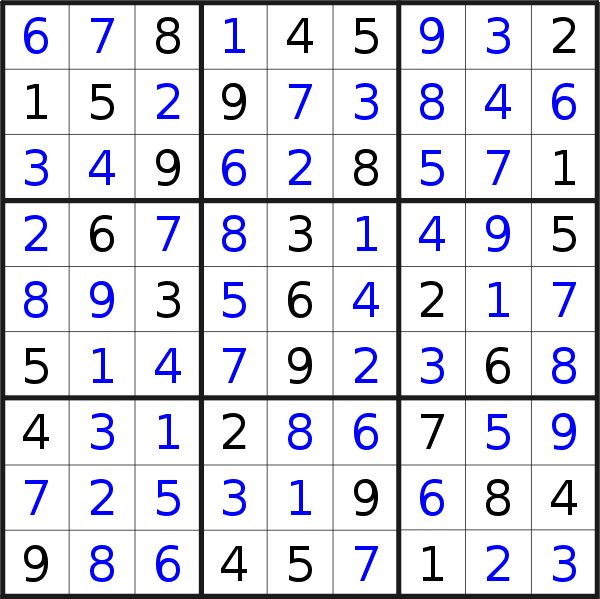 Sudoku solution for puzzle published on Tuesday, 18th of July 2017