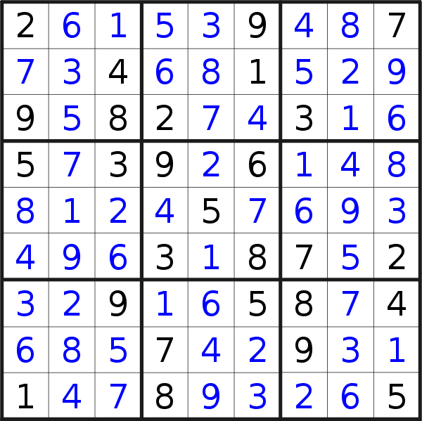 Sudoku solution for puzzle published on Wednesday, 19th of July 2017