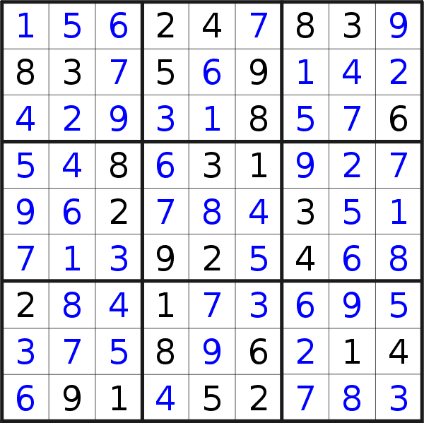 Sudoku solution for puzzle published on Thursday, 20th of July 2017