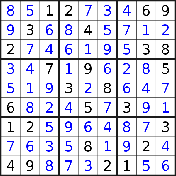 Sudoku solution for puzzle published on Tuesday, 25th of July 2017