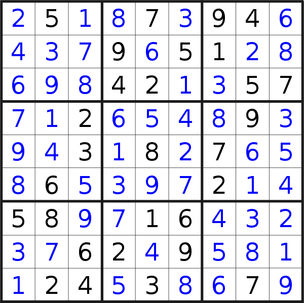 Sudoku solution for puzzle published on Wednesday, 26th of July 2017