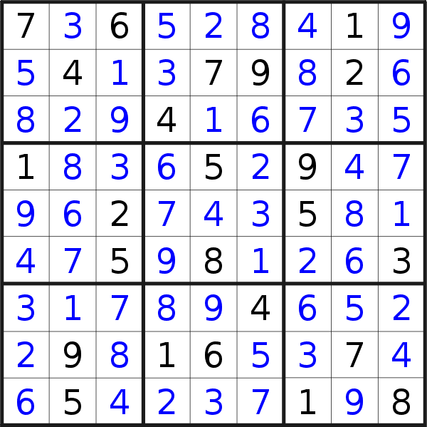 Sudoku solution for puzzle published on Thursday, 27th of July 2017
