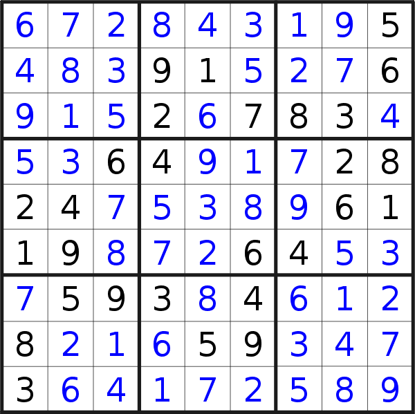 Sudoku solution for puzzle published on Friday, 28th of July 2017
