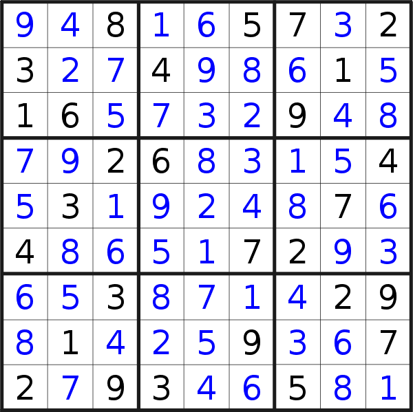 Sudoku solution for puzzle published on Monday, 31st of July 2017