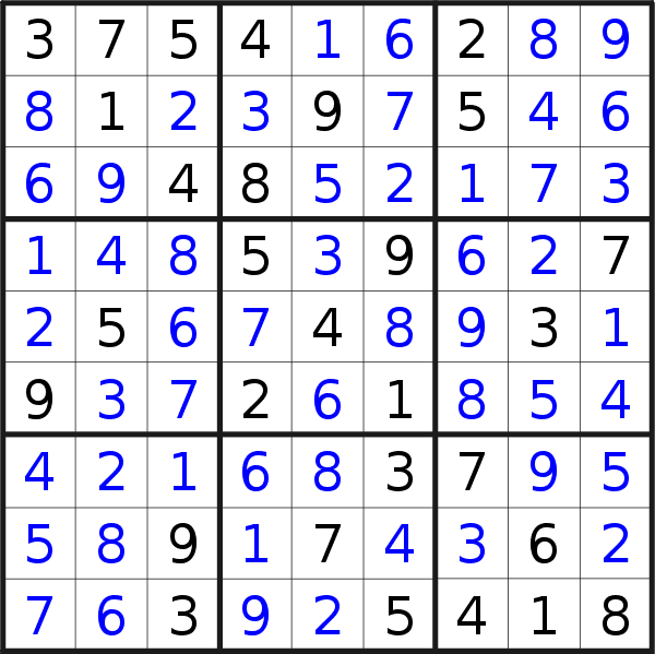 Sudoku solution for puzzle published on Tuesday, 1st of August 2017