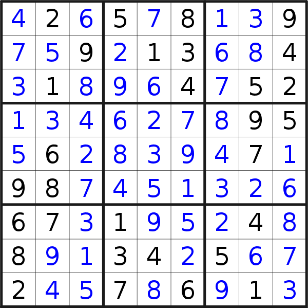 Sudoku solution for puzzle published on Thursday, 3rd of August 2017