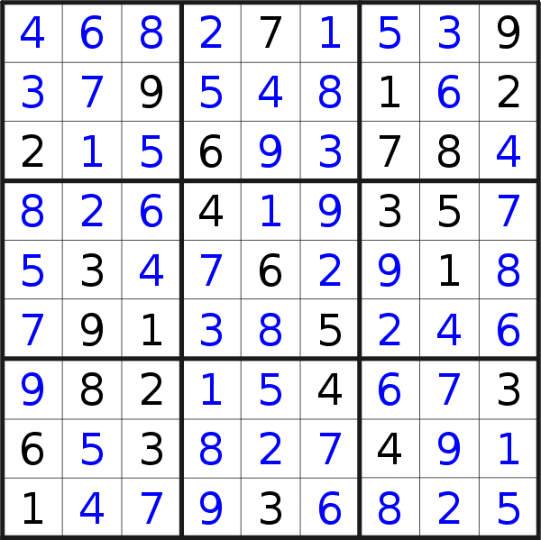 Sudoku solution for puzzle published on Monday, 7th of August 2017