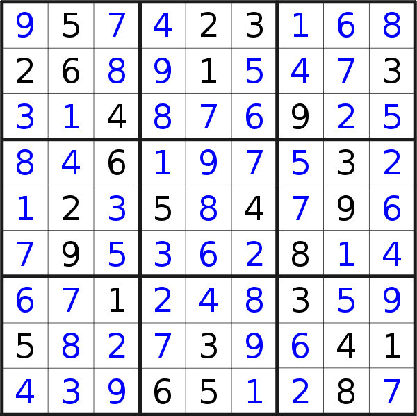 Sudoku solution for puzzle published on Thursday, 10th of August 2017