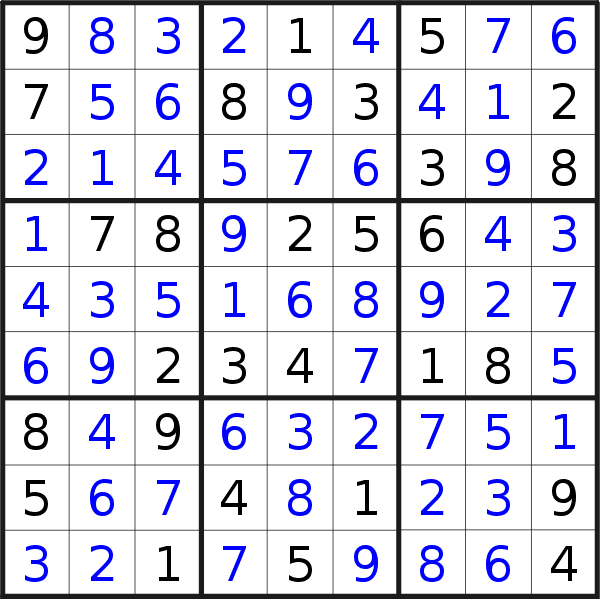 Sudoku solution for puzzle published on Saturday, 12th of August 2017