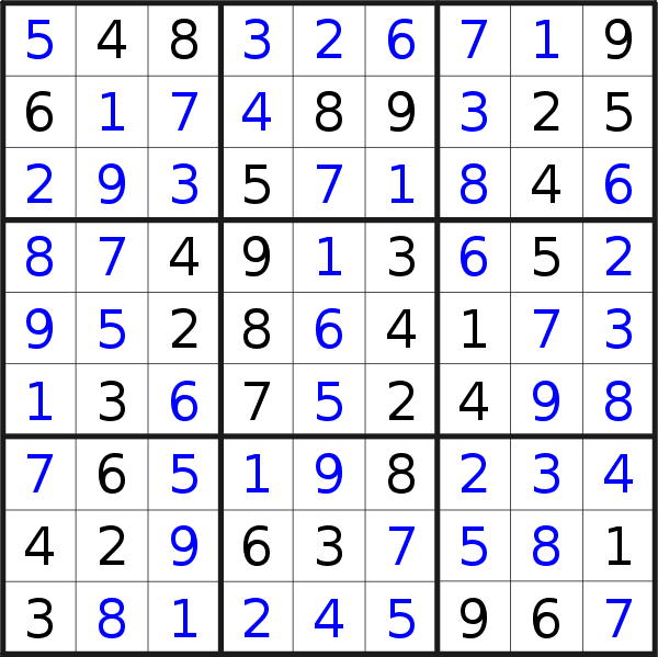 Sudoku solution for puzzle published on Sunday, 13th of August 2017
