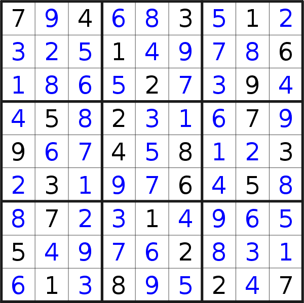 Sudoku solution for puzzle published on Monday, 14th of August 2017