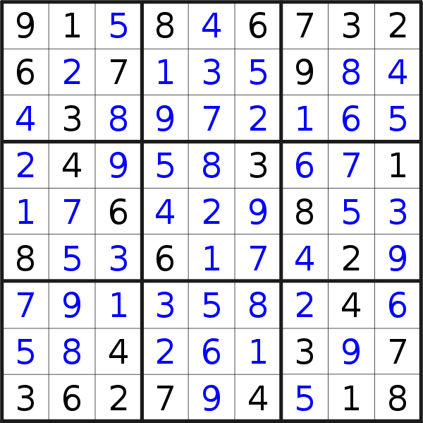 Sudoku solution for puzzle published on Tuesday, 15th of August 2017
