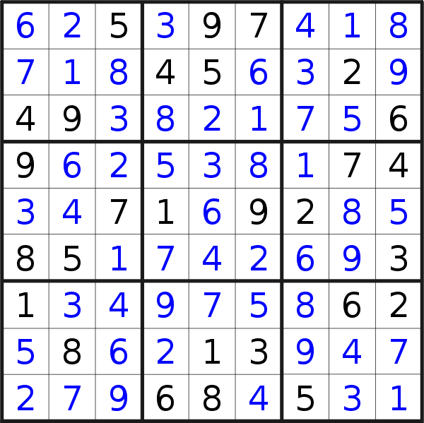 Sudoku solution for puzzle published on Wednesday, 16th of August 2017